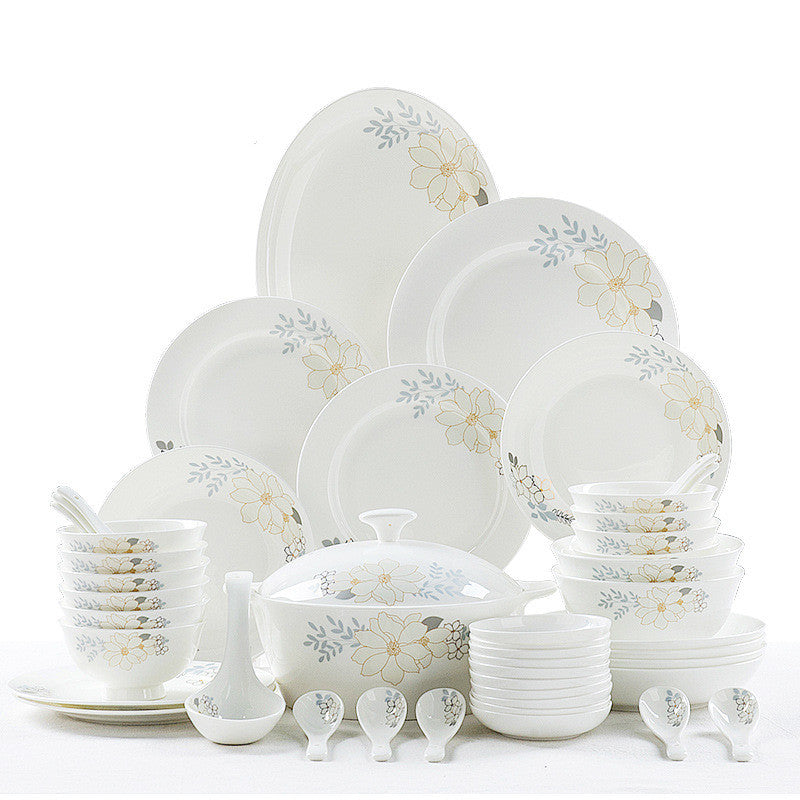 Bone China Tableware Set - European Style Bowls & Plates